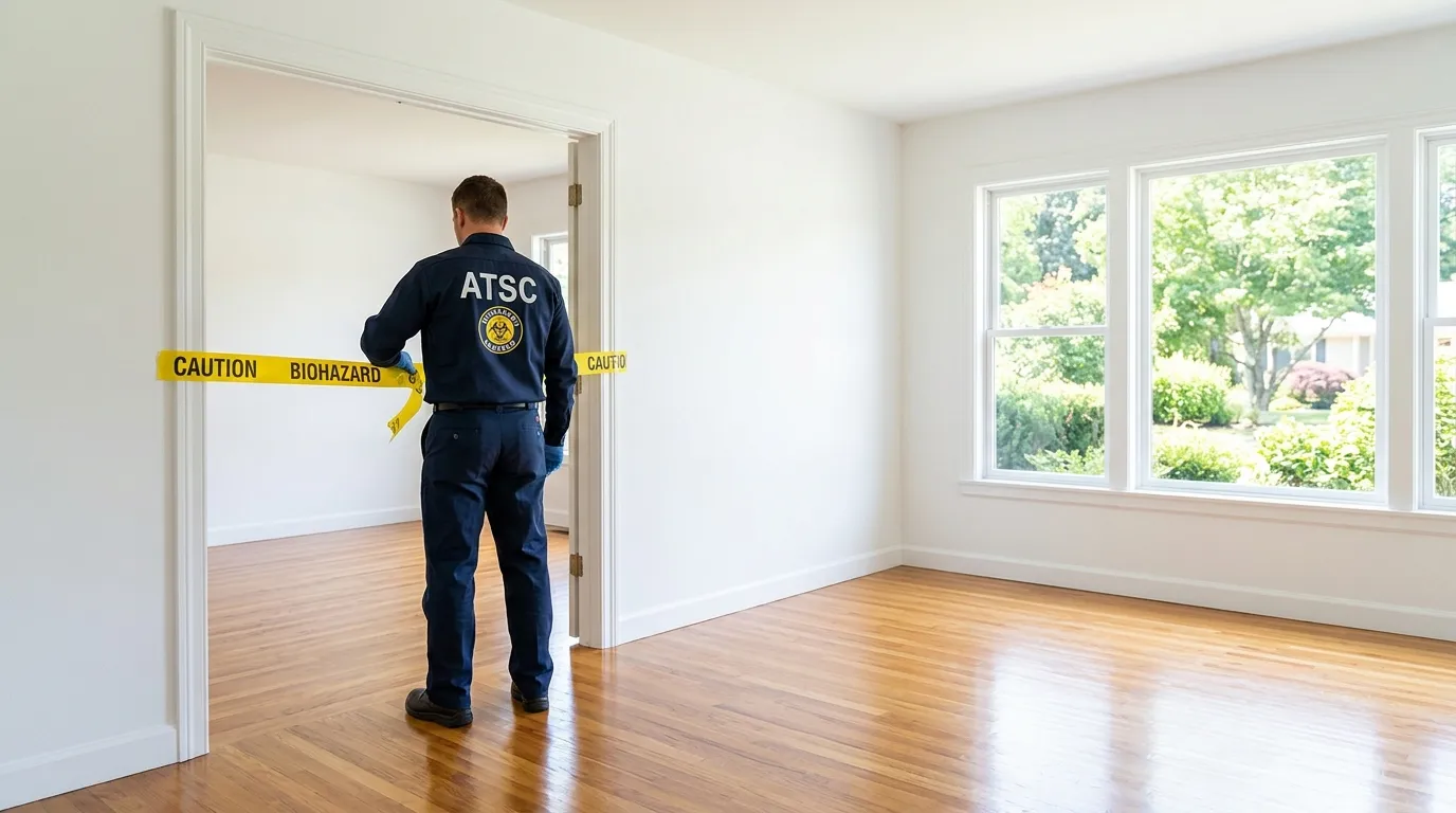 Certified biohazard cleanup crew performing Trauma Scene Cleanup in North Potomac